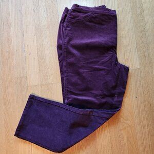 Isaac Mizrahi Live! Stretch Pincord Corduroy Pull On Pants Burgundy 18W Comfort